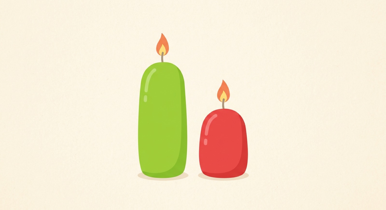 Green and red candles side by side: the reading skill taught next lesson